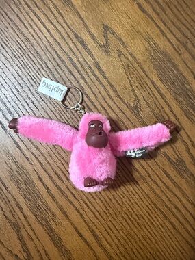 Kipling Bright Pink Monkey Plush Keychain